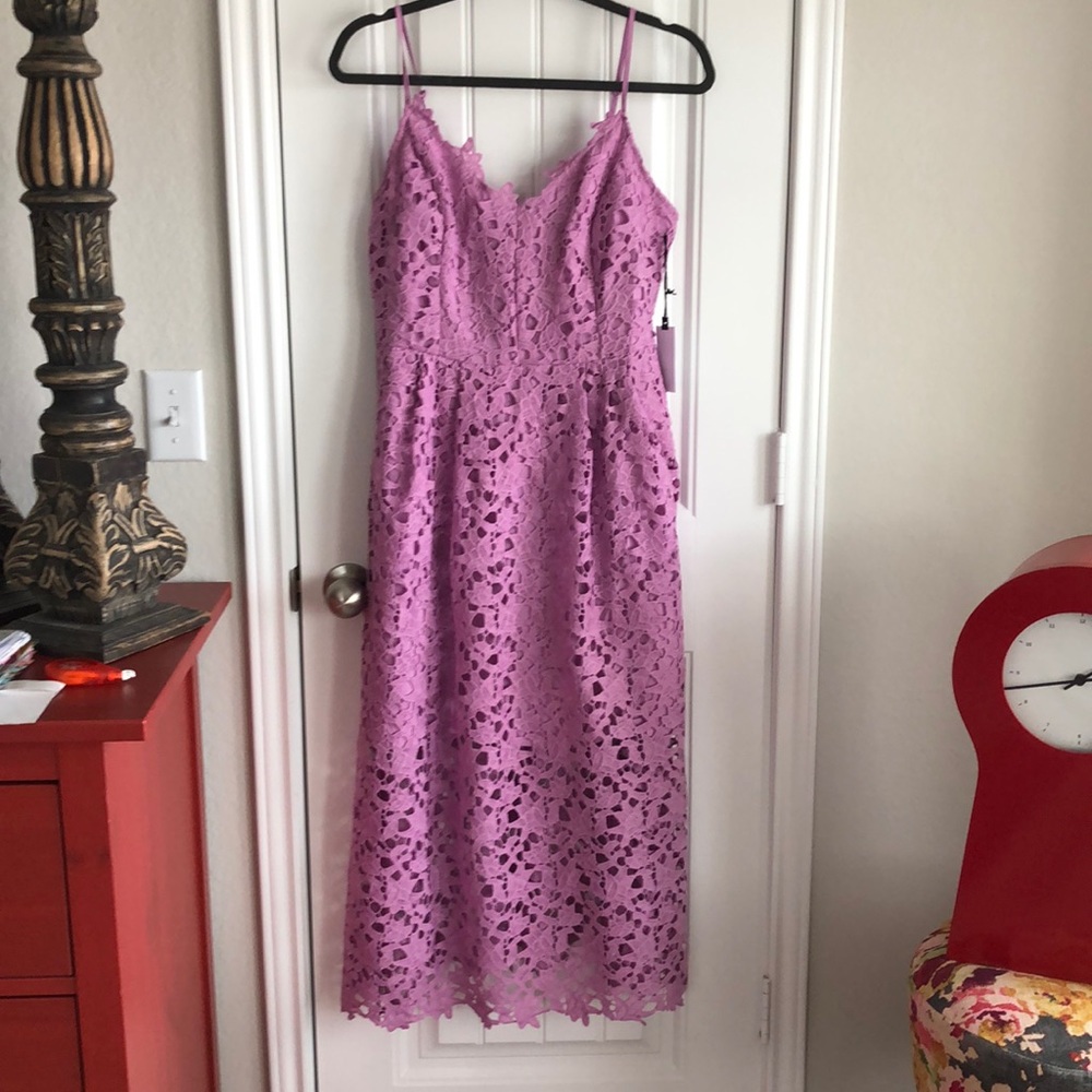 ASTR the Label Lace Midi Dress in Light Orchid